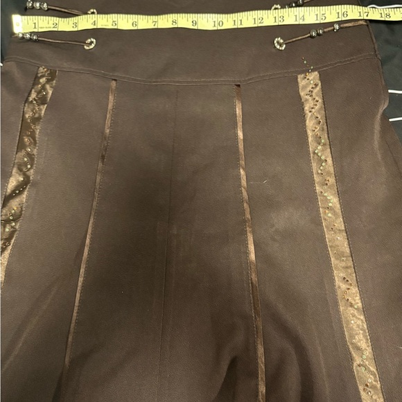 Brown Midi Skirt with Gold Accents - Picture 3 of 5